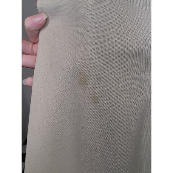 60s 70s Vtg Boho Cream Tan High Neck Maxi Open Back Dress Suede Leather Accent - Picture 10 of 10